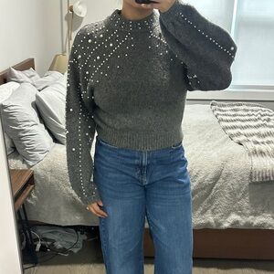 Zara Cropped Pearl Sweater